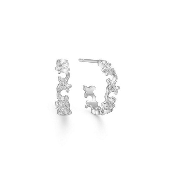 Vintage sølvøreringe fra Mads Z Silver Label med detaljeret, bølgende design i rent sølv.