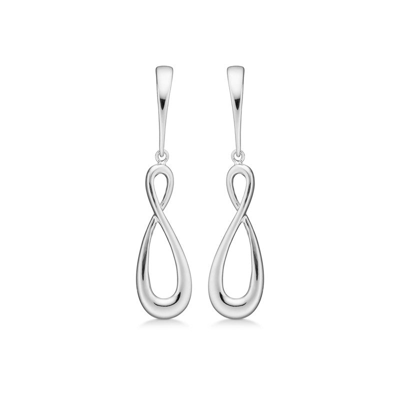 Endless øreringe i sølv med zirkonia og perle fra Mads Z