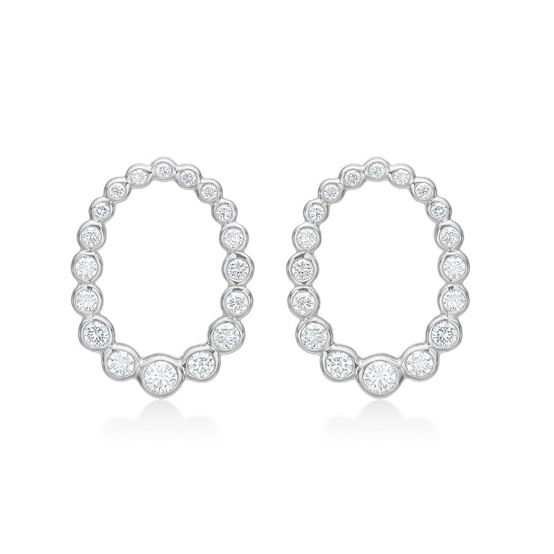 Auroras Kiss øreringe fra Mads Z i sterlingsølv med hvide topassten i cirkelform – Silver Label kollektion.