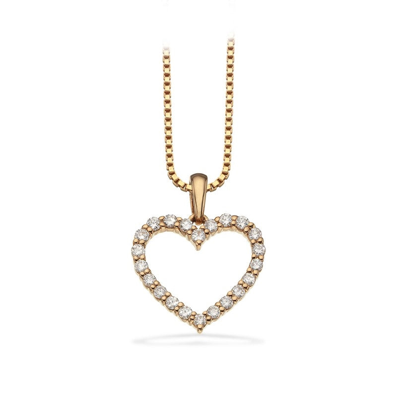 Dazzling hjertevedhæng i 14 karat guld med 0,25 ct diamanter og sølvkæde