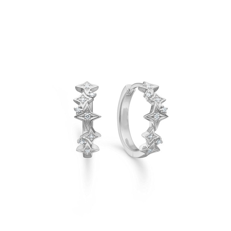 Mads Z Vesper creoler i sterlingsølv med klare zirkonia fra Silver Label-kollektionen, 14 mm.