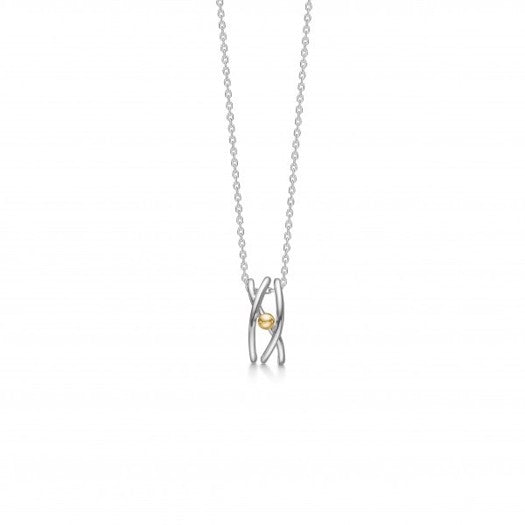 Ball Nest halskæde fra Mads Z i sterlingsølv med 14 kt guldkugle 40–45 cm