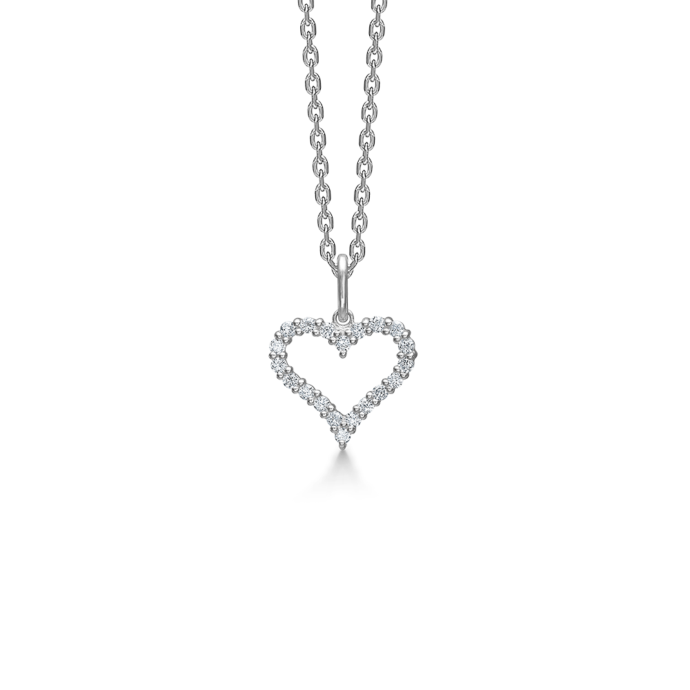 Mads Z Tender Heart halskæde fra Silver Label i sterlingsølv med 11 mm hjertevedhæng besat med zirkonia.