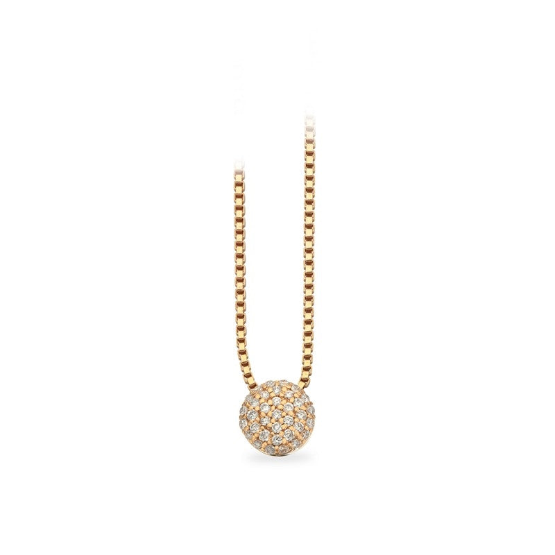 Dazzling polet vedhæng i 14 karat guld med 0,15 ct diamanter og sølvkæde fra Scrouples.