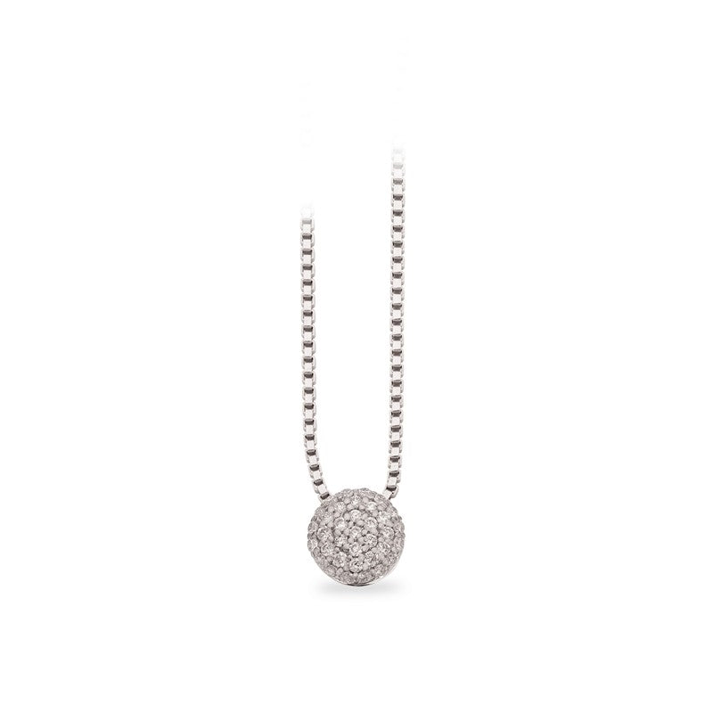 Dazzling halskæde i 14 karat hvidguld med 0,15 ct diamanter H-W/SI fra Scrouples – polet vedhæng på sølvkæde.