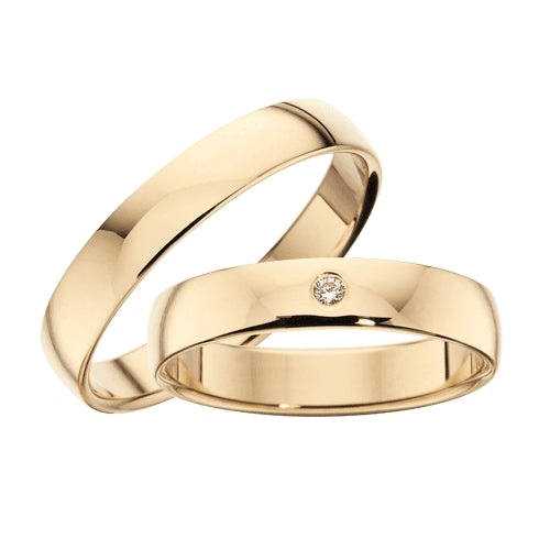 Stilfulde Scrouples vielsesringe i 8 eller 14 karat guld med 0,02 ct diamanter