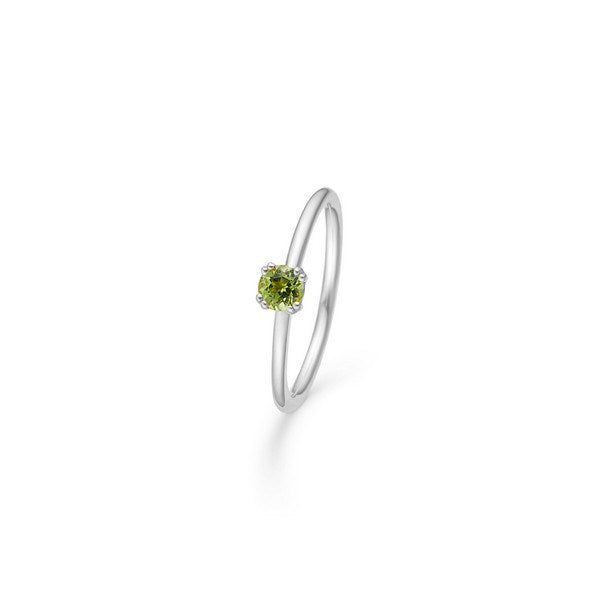 Poetry Solitaire ring i sterlingsølv med grøn peridot fra Mads Z