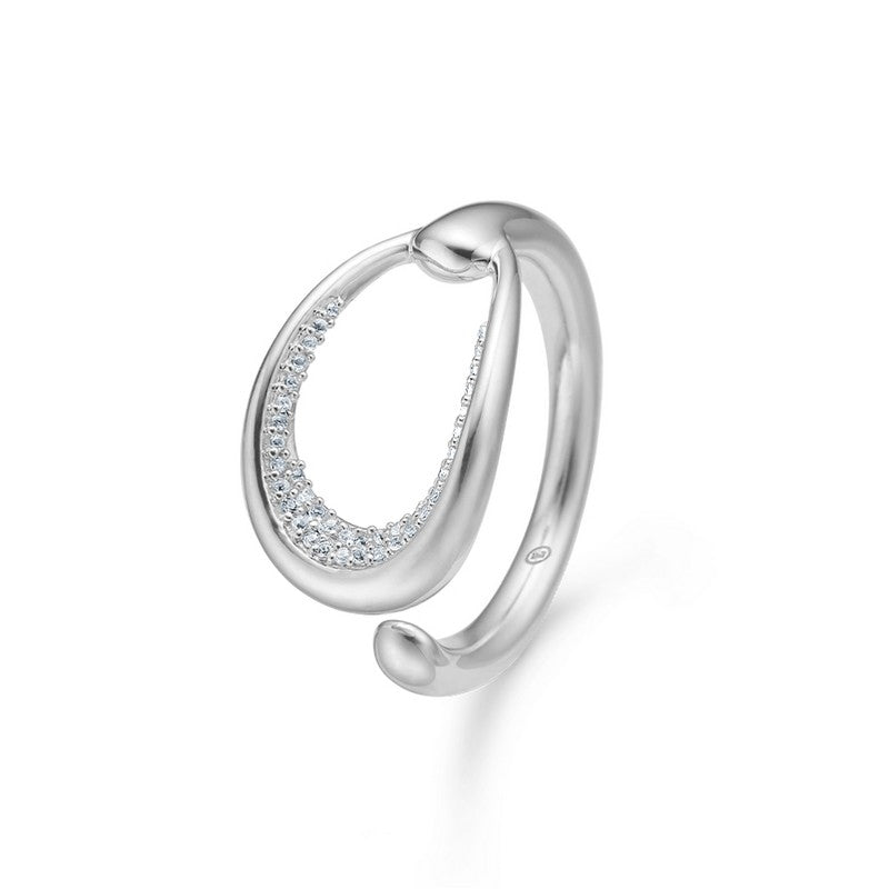 Ellipse sølvring med zirkonia fra Mads Z i sterlingsølv med oval form og funklende sten.