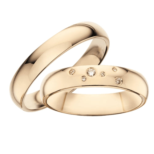 Eksklusive Scrouples vielsesringe i 8 karat guld med 6 diamanter (4,5 mm)