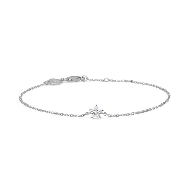 Mads Z Céleste armbånd i sterlingsølv med femtakket stjerne og seks klare zirkonia fra Silver Label-kollektionen, 16–18 cm.