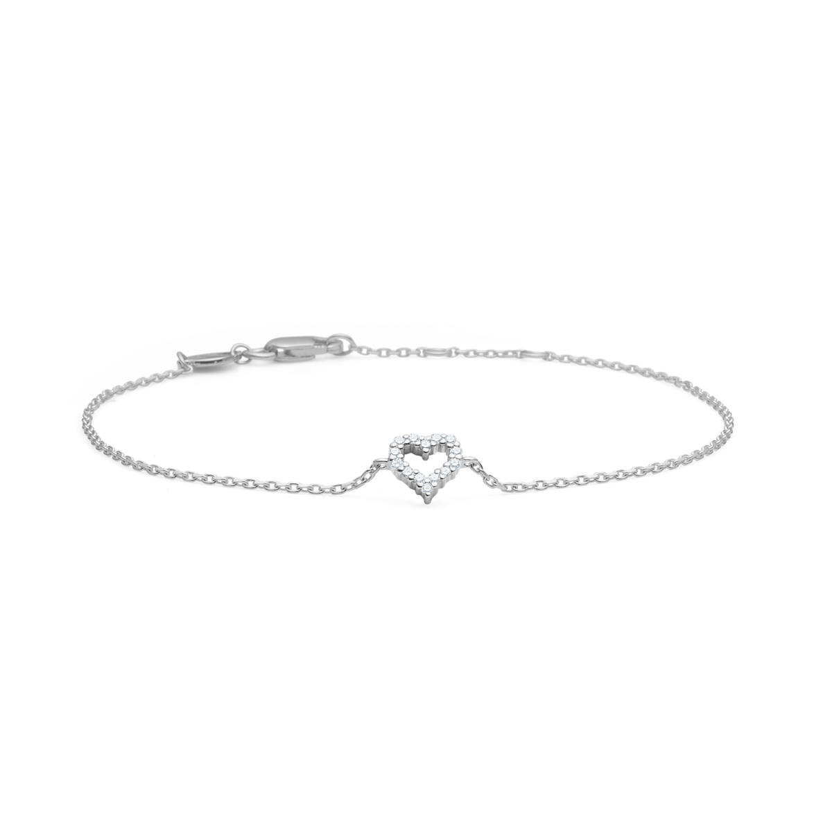 Mads Z Tender Heart armbånd i 925 sterlingsølv med zirkonia i åbent hjerte.