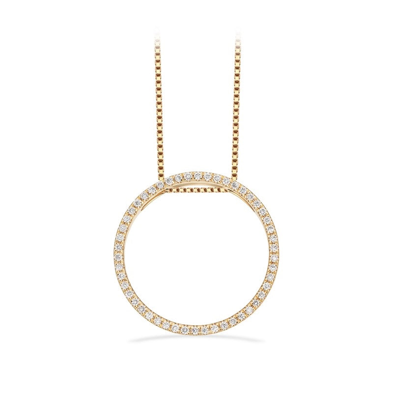 Dazzling rundt vedhæng i 14 karat guld med 0,14 ct diamanter H-W/SI og sølvkæde stor fra Scrouples.