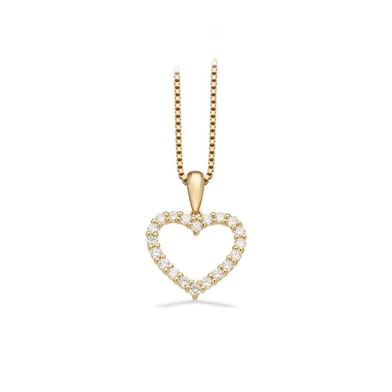 Dazzling hjertevedhæng i 14 karat guld med 0,36 ct H-W/SI diamanter og kæde fra Scrouples.