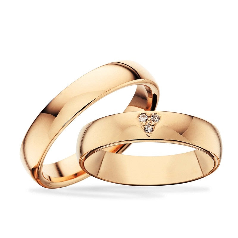 Moderne Scrouples vielsesringe i 14 karat guld med 3 diamanter (0,03 ct)