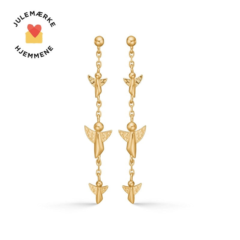 Me & My Angel ørehængere i 18 karat forgyldt sølv fra Mads Z, 36 mm