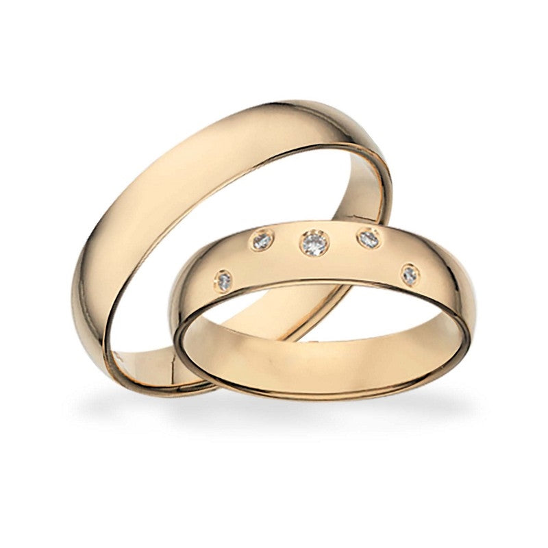 Klassiske Scrouples vielsesringe i 14 karat guld med 0,05 ct diamanter