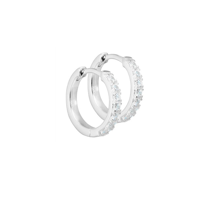 Aqua Dulce Darling Hoop creoler i 925 sterling sølv med klare zirkonia, 15 mm.