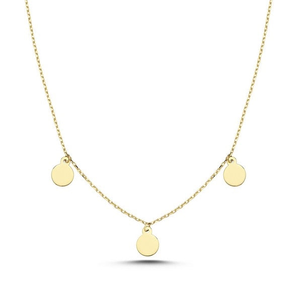 Melfia halskæde i 14 karat guld med 3 vedhæng, 42+3 cm