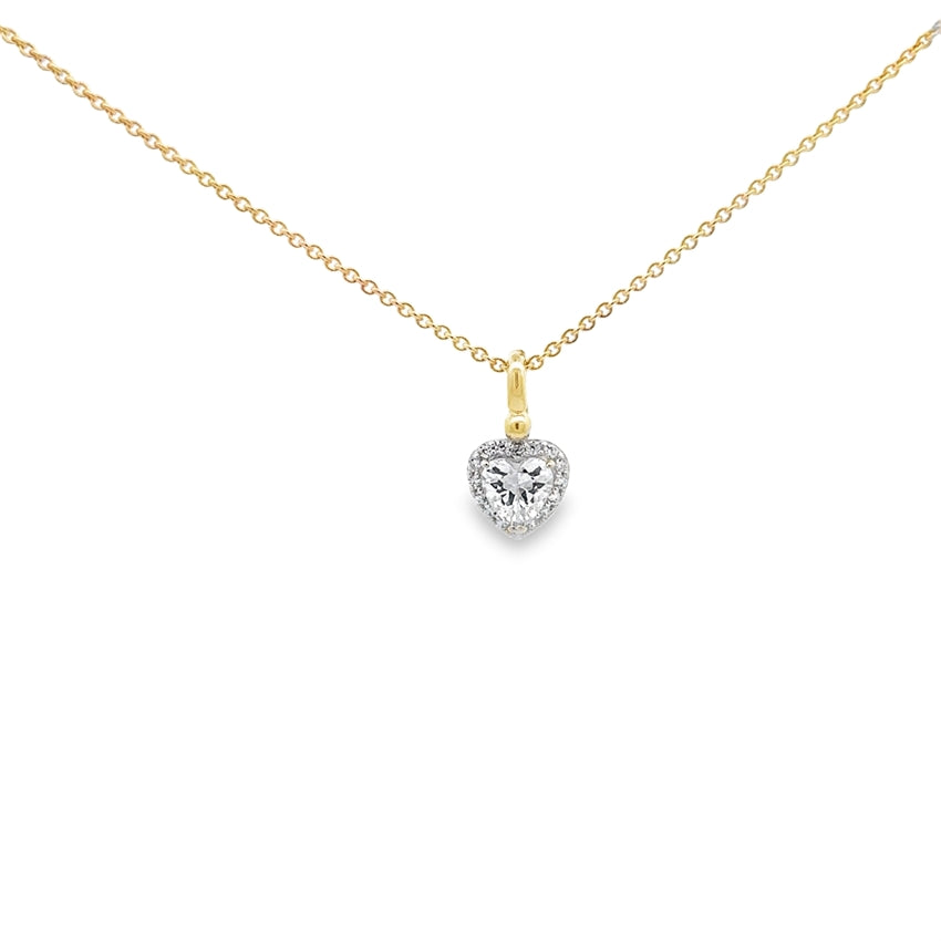 Hjertevedhæng i 8 kt guld med zirkonia og forgyldt kæde 45 cm fra Smykkecenter