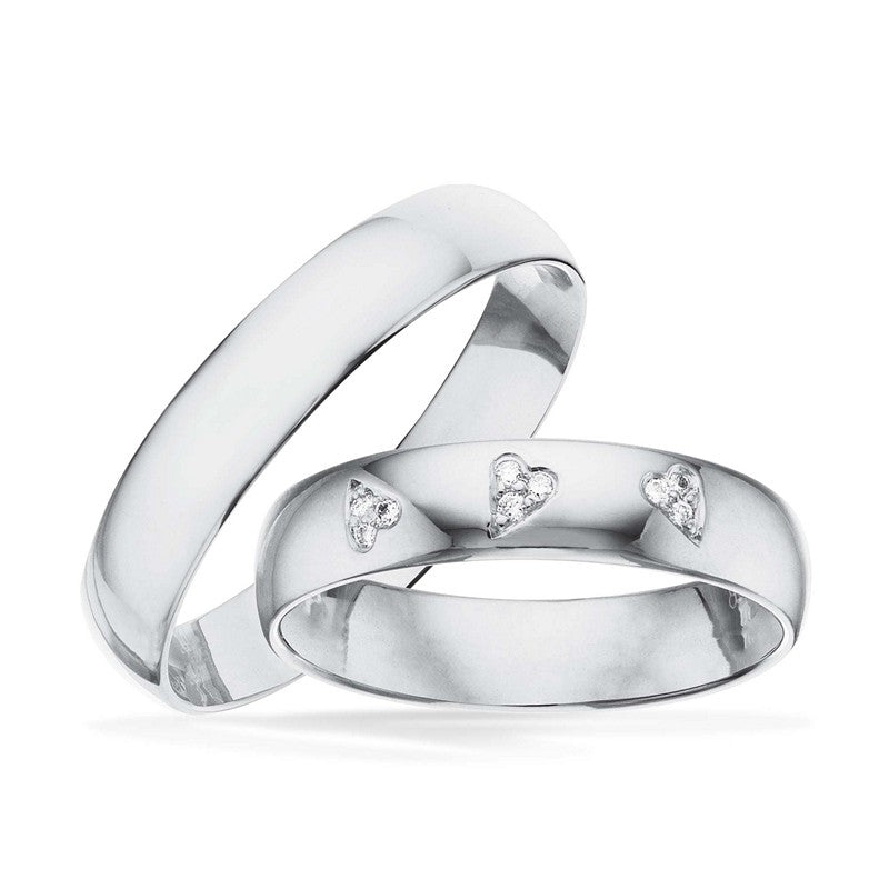 Romantiske Scrouples vielsesringe i sølv med 0,045 ct diamanter