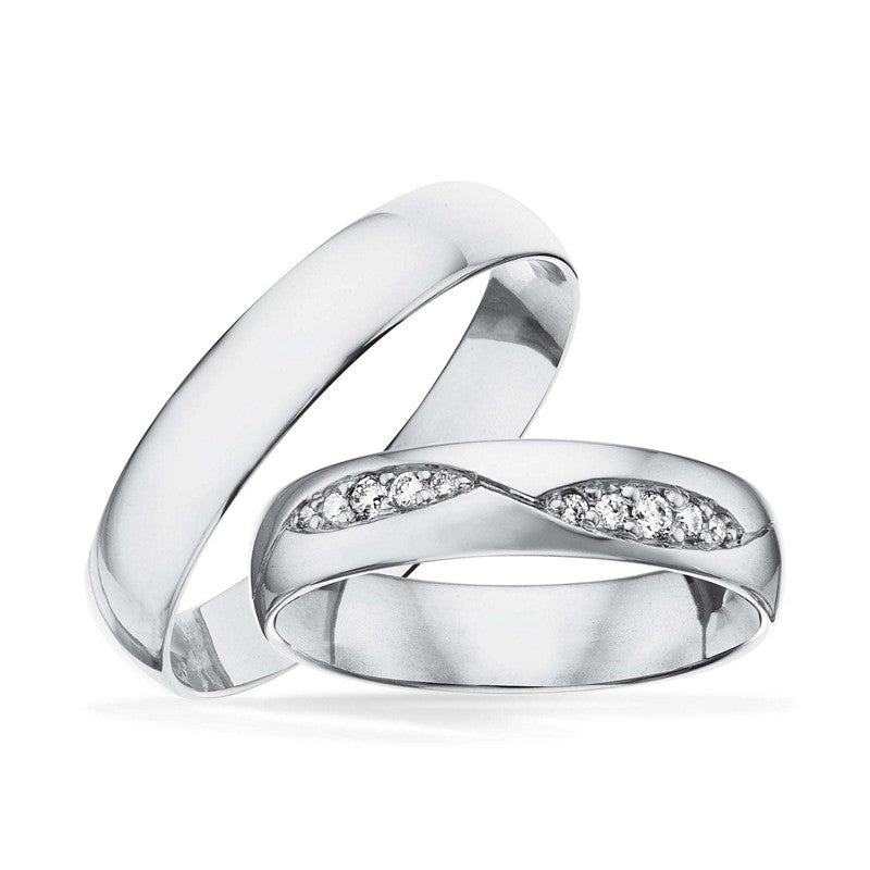 Smukke Scrouples vielsesringe i sølv med 0,10 ct diamanter