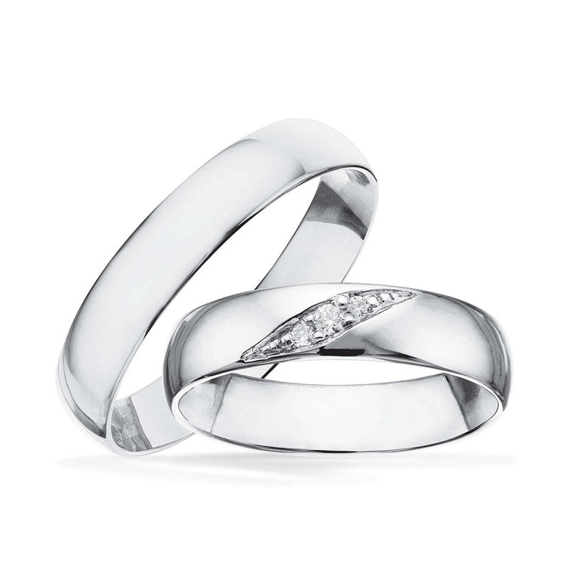 Klassiske Scrouples vielsesringe i sølv med 0,04 ct diamanter