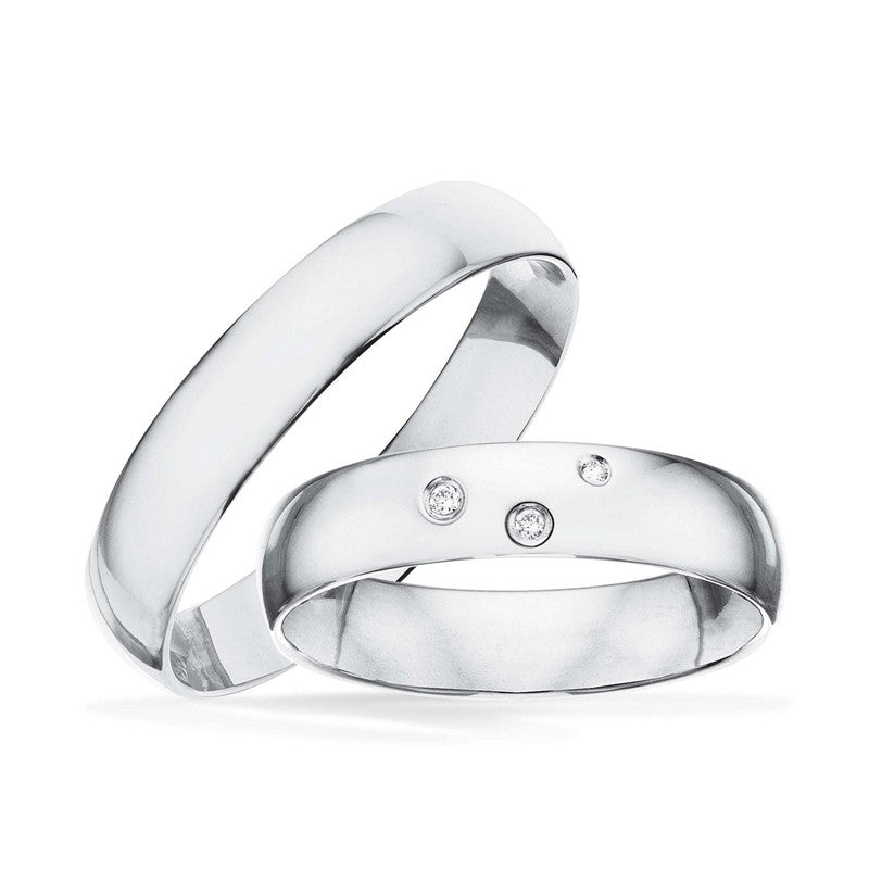 Klassiske Scrouples vielsesringe i sølv med 0,022 ct diamanter