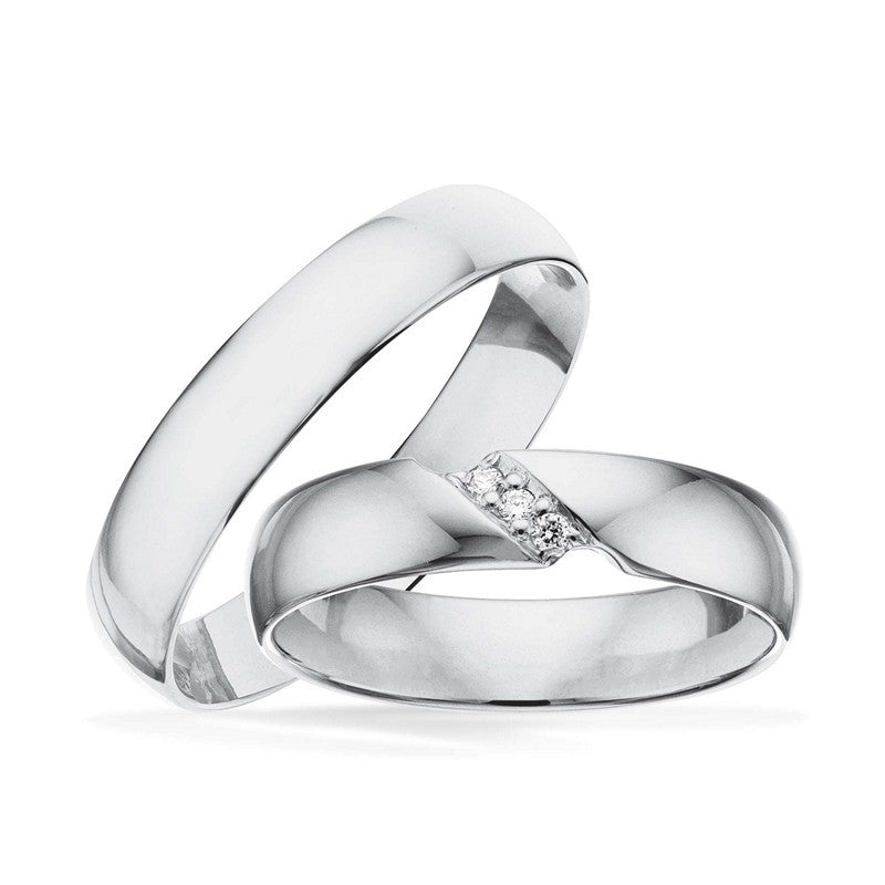 Klassisk Scrouples vielsesringe i sølv med 0,03 ct diamanter
