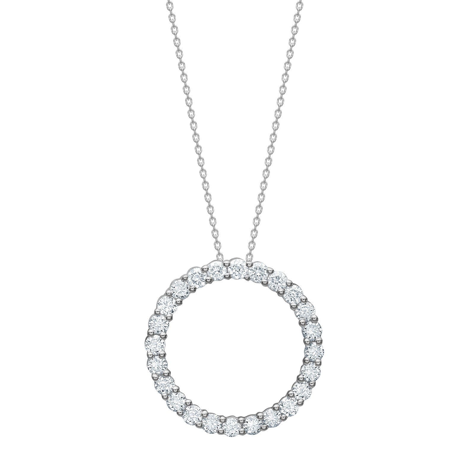 Luxury halskæde i 14 karat hvidguld med cirkelvedhæng og lab grown diamanter 0,98 ct fra Siersbøl.