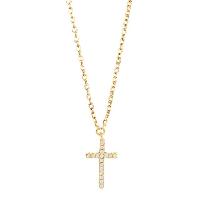 ALAINENOR kors vedhæng i forgyldt sølv med zirkonia – Joanli Nor