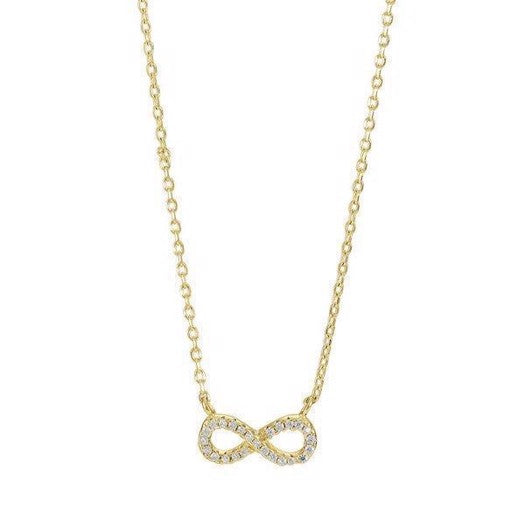 Agnanor halskæde i forgyldt sølv med evighedstegn og zirkonia 42+3 cm – JoanliNor