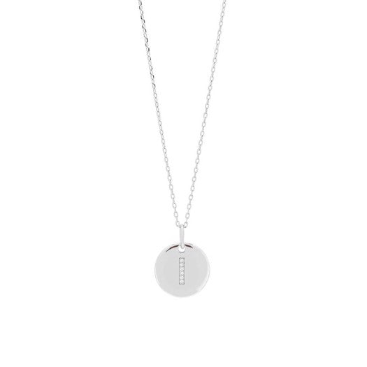 JoanliNor halskæde i rhodineret sølv med bogstavvedhæng og zirkonia (A)