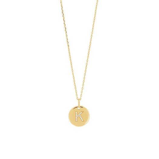 JoanliNor Ellanor halskæde i forgyldt sølv med bogstavvedhæng og zirkonia, 14 mm (A)