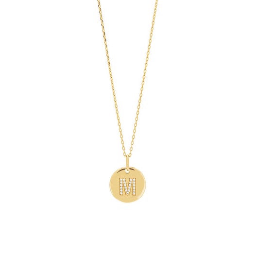 JoanliNor Ellanor halskæde i forgyldt sølv med bogstavvedhæng og zirkonia, 14 mm (A)