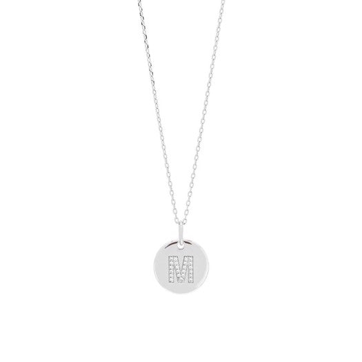 JoanliNor halskæde i rhodineret sølv med bogstavvedhæng og zirkonia (A)