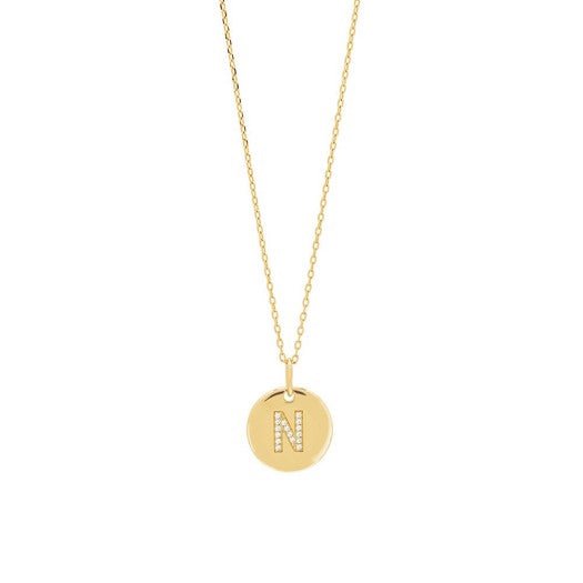 JoanliNor Ellanor halskæde i forgyldt sølv med bogstavvedhæng og zirkonia, 14 mm (A)