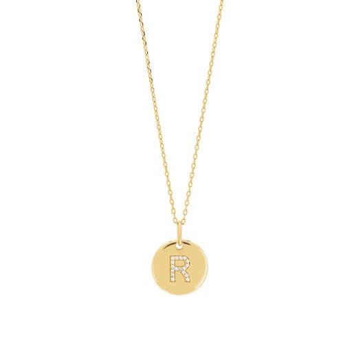 JoanliNor Ellanor halskæde i forgyldt sølv med bogstavvedhæng og zirkonia, 14 mm (A)