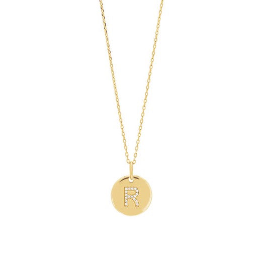 JoanliNor Ellanor halskæde i forgyldt sølv med bogstavvedhæng og zirkonia, 14 mm (A)