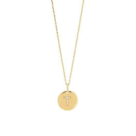 JoanliNor Ellanor halskæde i forgyldt sølv med bogstavvedhæng og zirkonia, 14 mm (A)