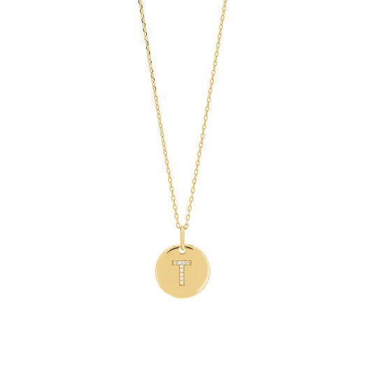 JoanliNor Ellanor halskæde i forgyldt sølv med bogstavvedhæng og zirkonia, 14 mm (A)