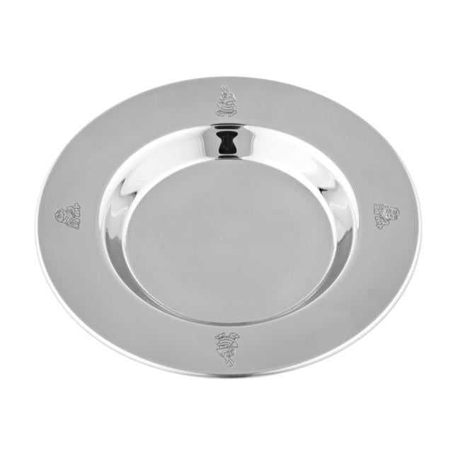 NOA Kids tallerken i blankt rustfrit stål med Kaj & Andrea fra Nordahl Andersen