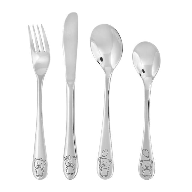 NOA Kids bestiksæt med bamsemotiver i rustfrit stål fra Nordahl Andersen