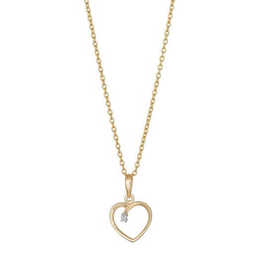 Siersbøl halskæde i 14 karat guld med hjertevedhæng og 0,005 ct diamant