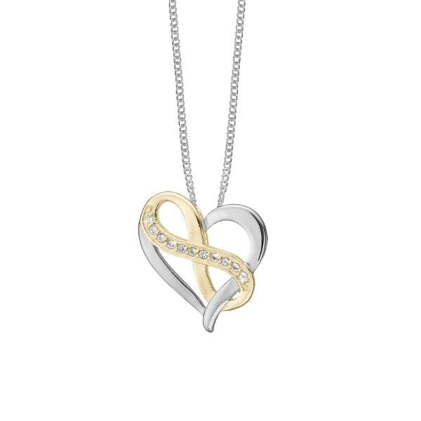 HEART WITH ETERNITY vedhæng i bicolor sølv og forgyldt sølv med topaser fra Christina Jewelry & Watches.