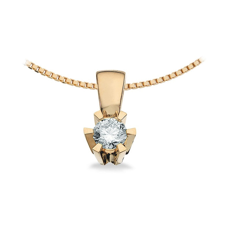 Prinsesse vedhæng i 14 karat guld med diamant 0,03–0,46 ct – Scrouples