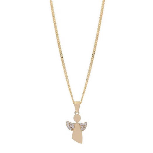 Siersbøl vedhæng i 8 kt guld med skytsengel og zirkonia