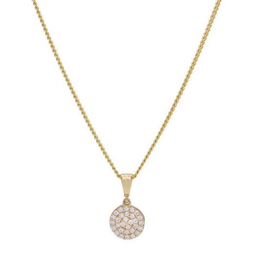 Siersbøl vedhæng i 8 kt guld med zirkonia og forgyldt kæde