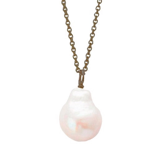 Heiring vedhæng i oxideret sølv med hvid barok ferskvandsperle