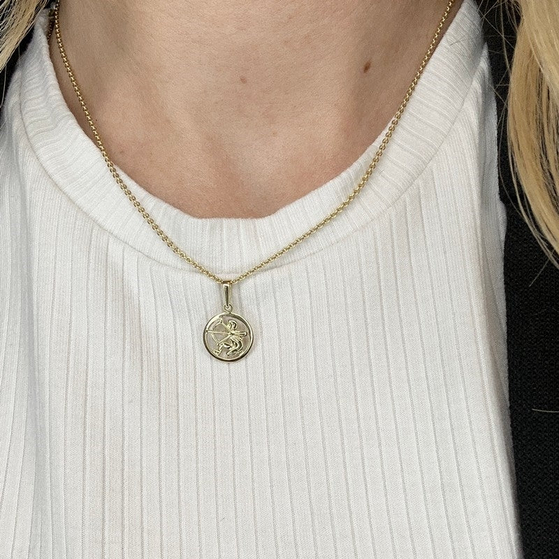 Jomfruen stjernetegnsvedhæng fra Siersbøl i 8 eller 14 karat guld 12 eller 15 mm