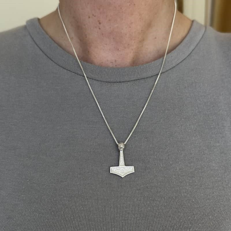 Siersbøl Thors hammer vedhæng i rhodineret sølv 15 x 24 mm